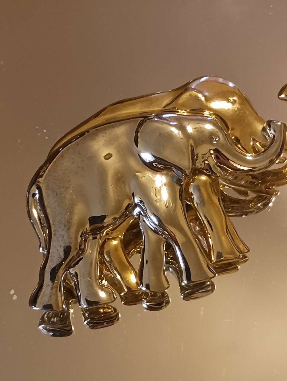 Vintage Signed Liz Claiborne Elephants Pin, 1980s Gold And Silver Brooch